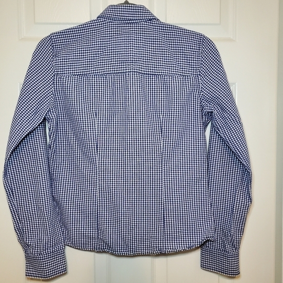 Abercrombie & Fitch Blue and White Checkered Long-Sleeve Button-Down Sz S - Picture 5 of 8
